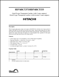 HD74HCT533 datasheet: Octal D-type Transparent Latches with inverted 3-state output HD74HCT533