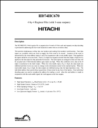 HD74HC670 datasheet: 4-by-4 Register File with 3-state outputs HD74HC670
