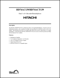 HD74ACT139 datasheet: Dual 2-to-4 line Decoder/Demultiplexer HD74ACT139