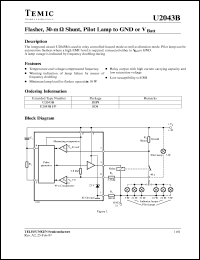 U2043B datasheet: Flasher, 30-mOhm shunt, pilot lamp to GND or VBatt U2043B