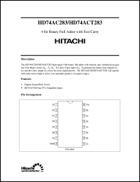 HD74AC283 datasheet: 4-bit Binary Full Adder HD74AC283