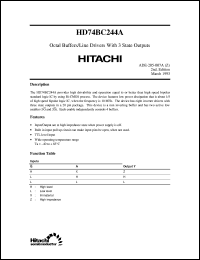 HD74BC244A datasheet: Octal Buffers/Line Drivers with 3-state outputs HD74BC244A