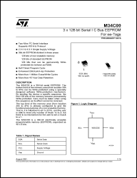 M34C00-WDW6T datasheet: 3 x 128 bit serial I?C bus EEPROM M34C00-WDW6T