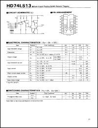 HD74LS13 datasheet: Dual 4-input NAND Gates Schmitt Triggers HD74LS13
