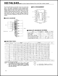 HD74LS49 datasheet: BCD-to-Seven Segment Decode/Driver with Open Collector outputs HD74LS49