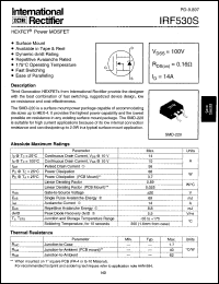 IRF530S datasheet: Power MOSFET, 100V, 14A IRF530S