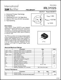 IRL3102S datasheet: Power MOSFET for DC-DC converters, 20V, 61A IRL3102S