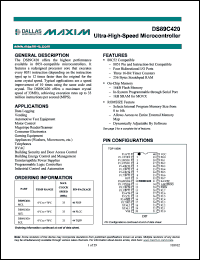 DS89C420-ECL datasheet: Ultra-high-speed microcontroller 80C52 compatible, 33 MHz DS89C420-ECL