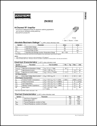 2N5952 datasheet: N-channel RF ampifier for electronic switching applications, 30V, 10mA 2N5952