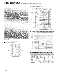 HD74LS161A datasheet: Synchronous 4-bit Binary Counter with Direct Clear HD74LS161A