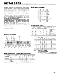 HD74LS259 datasheet: 8-bit Addressable Latch HD74LS259