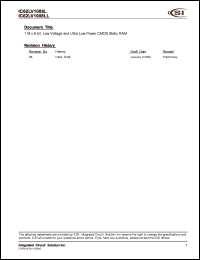 IC62LV1008LL-100D datasheet: 100ns; 2.7-3.6V; 1M x 8 low power and low Vcc CMOS static RAM IC62LV1008LL-100D