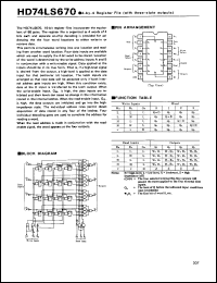 HD74LS670 datasheet: 4-by-4 Register File with 3-state outputs HD74LS670