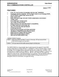 IA8344-PDW40I-01 datasheet: 0.3-6VDC; 2W; 8-bit control unit; SDLC communications controller IA8344-PDW40I-01