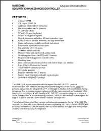 IAH8/3048 datasheet: 2.3-5V; 30MHz; 4Kb SRAM security-enchanced microcontroller IAH8/3048