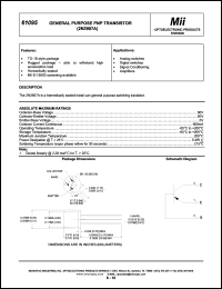 61095 datasheet: 10-150mA 60V surface mount (PNP) general purpose transistor: 2N2907A 61095