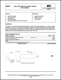 62017-102 datasheet: 2V 100mA +0.35-0.65mW GaAIAs light emitting diode PIGTAIL: type GS3040 62017-102