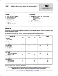 52301 datasheet: 5-10mA instrumentation amplifier. Application of signal from sources: strain gages, thermocouplers, RTDs 52301