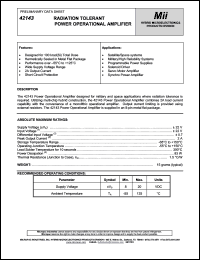 42143 datasheet: 22V; 2A; radiation tolerant power operational amplifier 42143