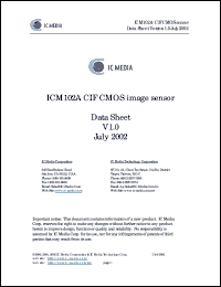 ICM102A datasheet: 3.3 V, CIF CMOS image sensor ICM102A