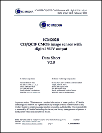 ICM202BS datasheet: CIF/QCIF CMOS image sensor with digital YUV output ICM202BS