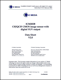 ICM202BT datasheet: CIF/QCIF CMOS image sensor with digital YUV output ICM202BT