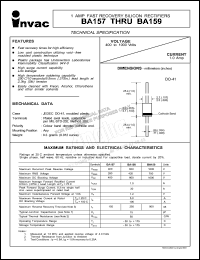 BA157 datasheet: 400 V, 1 A fast recovery silicon rectifier BA157