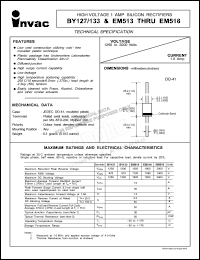 EM516 datasheet: 1800 V, 1 A high voltage silicon rectifier EM516