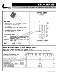 KBL10 datasheet: 1000 V, 4 A single-phase silicon bridge rectifier KBL10