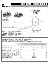 BR254 datasheet: 400 V, 25 A single-phase silicon bridge rectifier BR254
