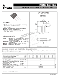 KBU8A datasheet: 50 V, 8 A single-phase silicon bridge rectifier KBU8A