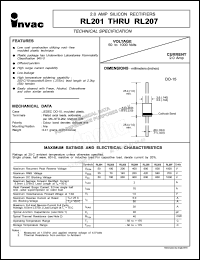 RL207 datasheet: 1000 V, 2 A  silicon rectifier RL207