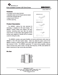 MBI5001CN datasheet: 20 MHz, 8-bit constant current LED sink driver MBI5001CN