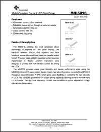 MBI5016CP datasheet: 20 MHz, 16-bit constant current LED sink driver MBI5016CP