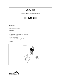 2SK2408 datasheet: Power switching MOSFET 2SK2408