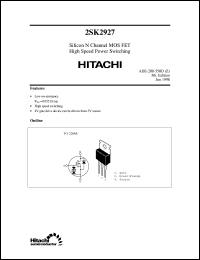 2SK2927 datasheet: Power switching MOSFET 2SK2927
