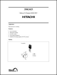 2SK2423 datasheet: Power switching MOSFET 2SK2423