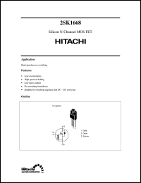 2SK1668 datasheet: Power switching MOSFET 2SK1668