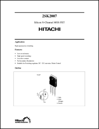 2SK2007 datasheet: Power switching MOSFET 2SK2007
