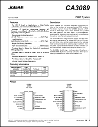 CA3089M1 datasheet: FM IF system for FM IF amplifier applications in high-fidelity, automotive, and communications receivers CA3089M1
