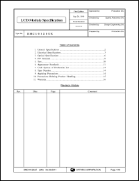 DMC16129UE datasheet: 16character x 1line; 5 x 7dots + cursor (1character) 0.3-7.0V 2.0mA LCD module DMC16129UE