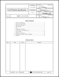 DMC16433H datasheet: 16characters x 4lines; 5x8dots (1character); 0.3-6.0V 3.0mA LCD module DMC16433H