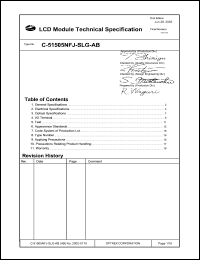 C-51505NFJ-SLG-AB datasheet: 20characters x 2lines; 0.3-7.0V 2.0mA LCD module C-51505NFJ-SLG-AB