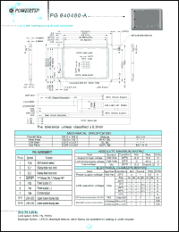 PG640480-A datasheet: 640x480dots; Dot size:0.217 x 0.217mm; dot pitch:0.237 x 0.237mm; LCD monitor (white LED backlight) PG640480-A