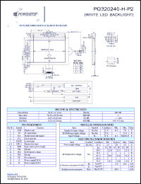 PG320240-H-P2 datasheet: 320x240dots; Dot size:0.22 x 0.22mm; dot pitch:0.24 x 0.24mm; LCD monitor (white LED backlight) PG320240-H-P2