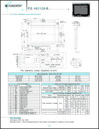 PG192128-B datasheet: 182x128dots; Dot size:0.33 x 0.33mm; dot pitch:0.37 x 0.37mm; LCD monitor PG192128-B