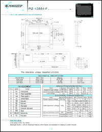 PG12864-F datasheet: 128x64 dots; dot size:0.39 x 0.55mm; dot pitch:0.44 x 0.60mm; LCD monitor PG12864-F