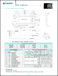 PG12864-D datasheet: 128x64 dots; dot size:0.40 x 0.48mm; dot pitch:0.44 x 0.52mm; LCD monitor PG12864-D