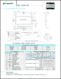 PG12864-B datasheet: 128x64 dots; dot size:0.48 x 0.48mm; dot pitch:0.52 x 0.52mm; LCD monitor PG12864-B