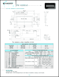 PG12232-C datasheet: 122x32 dots; dot size:0.53 x 0.61mm; dot pitch:0.57 x 0.65mm; LCD monitor PG12232-C